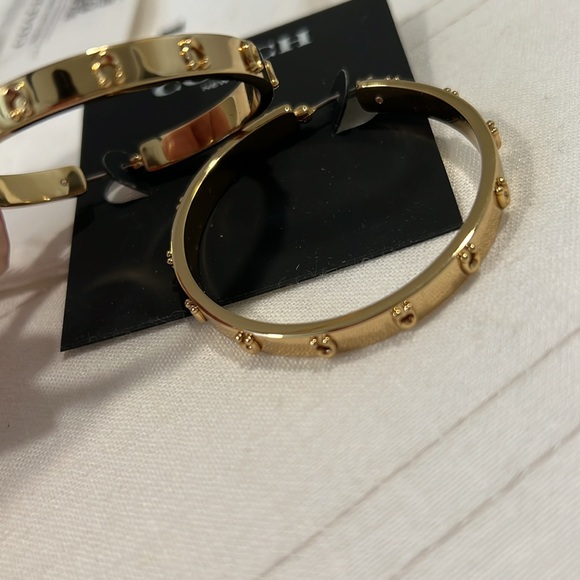 Coach Gold Studded Hoop Earrings - Picture 5 of 10